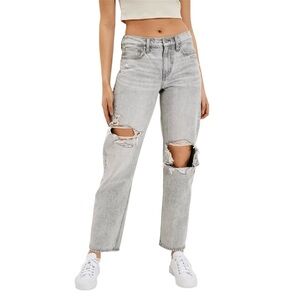 American Eagle 8 ‘90s Straight Women’s Jeans High Rise Gray Distressed 2022